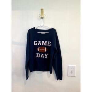 Berkeley Jensen Game Day Football Sweater Youth 10/12 Navy Blue Knit Pullover